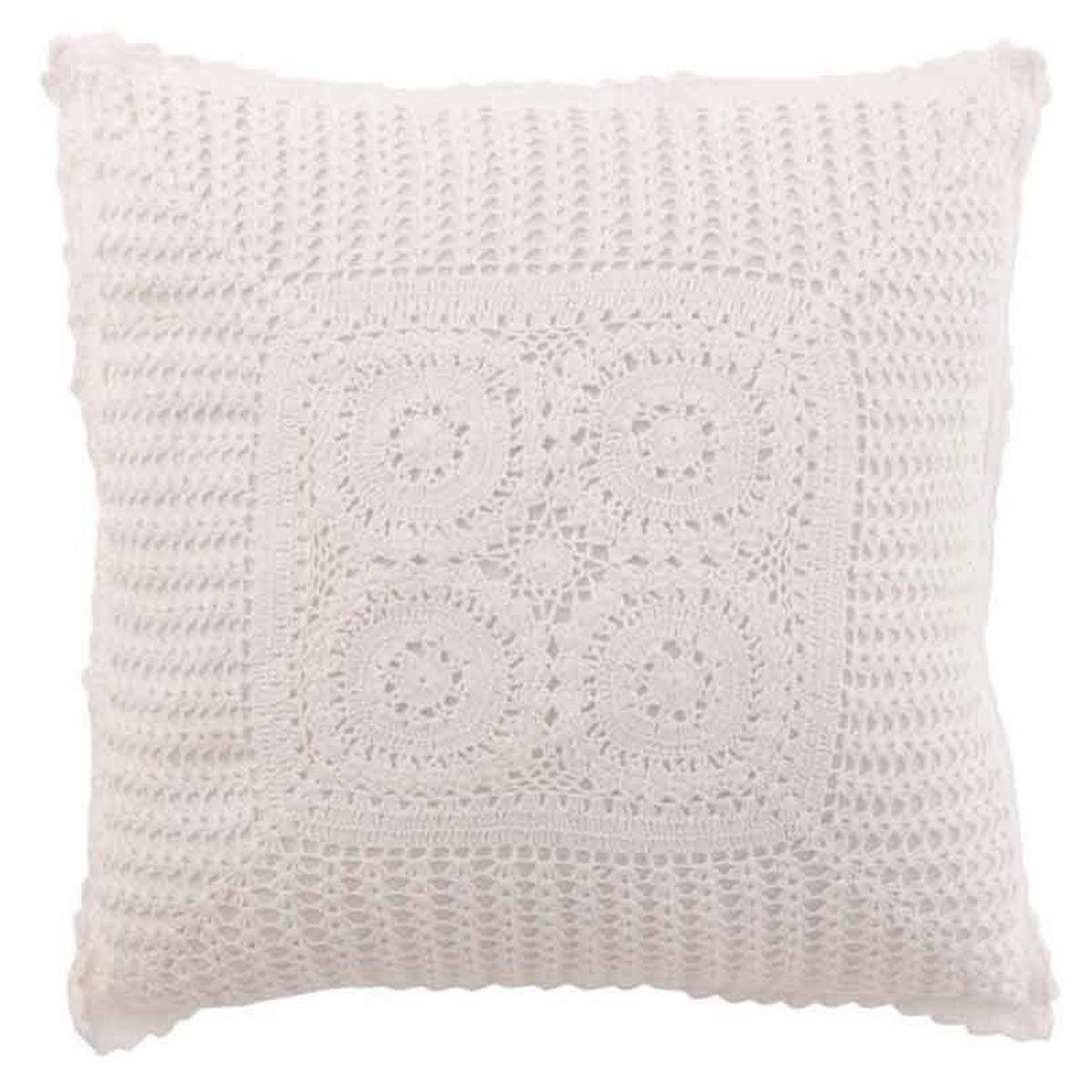 Voir la diapositive 1 : J-LINE Coussin déco  dentelle  45x45cm blanc