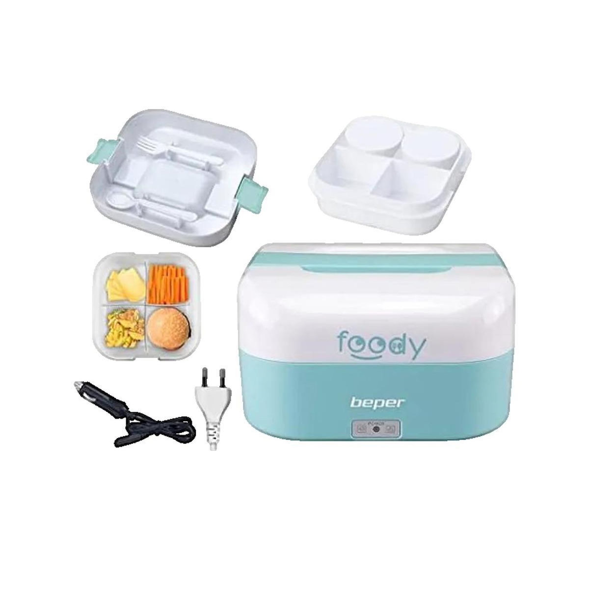 BEPER Réchaud de nourriture électrique Beper BC 2 en 1 1600 ml 4 portions bleu clair