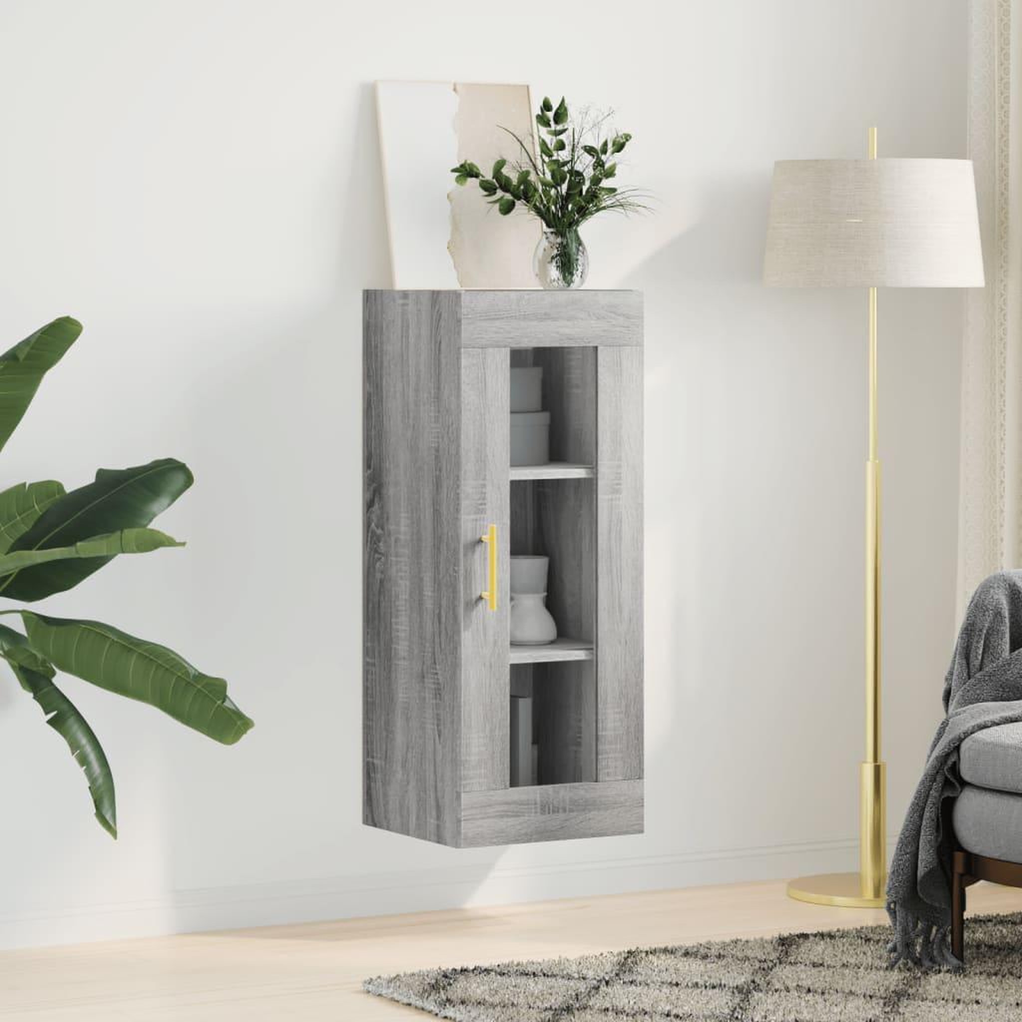 Voir la diapositive 3 : VIDAXL Armoire murale sonoma gris 34,5x34x90 cm
