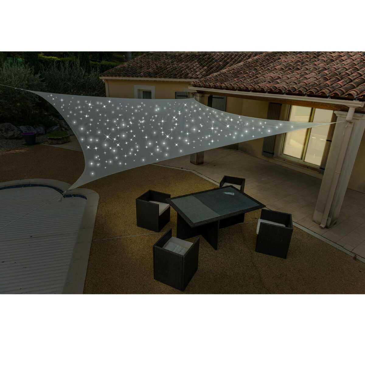 WERKAPRO Voile d'ombrage solaire 300 Led 4x5m crème WERKA PRO