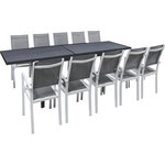Habitat et Jardin Table extensible et chaises de jardin en aluminium  Lagos  - 200/320 x 105 x 76 cm - 10 places - Gris foncé