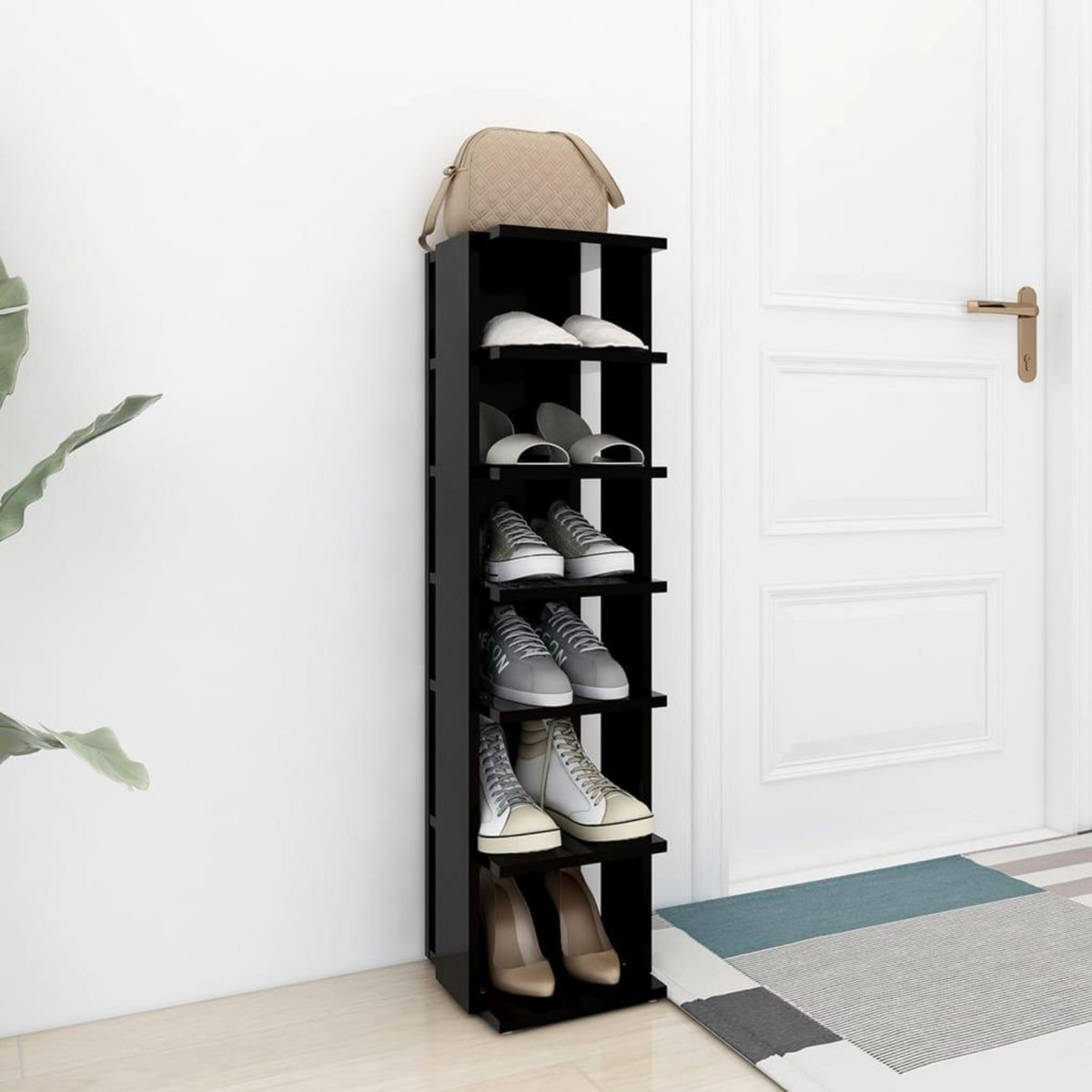 VIDAXL Armoire a chaussures Noir 27,5x27x102 cm Bois d'ingenierie