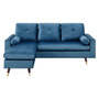 Voir la diapositive 1 : MARKET24 Canapé d'angle fixe réversible - 3 places - Tissu bleu - Pieds bois et doré - L 194 x P 139 x H 83 - NEW YORK