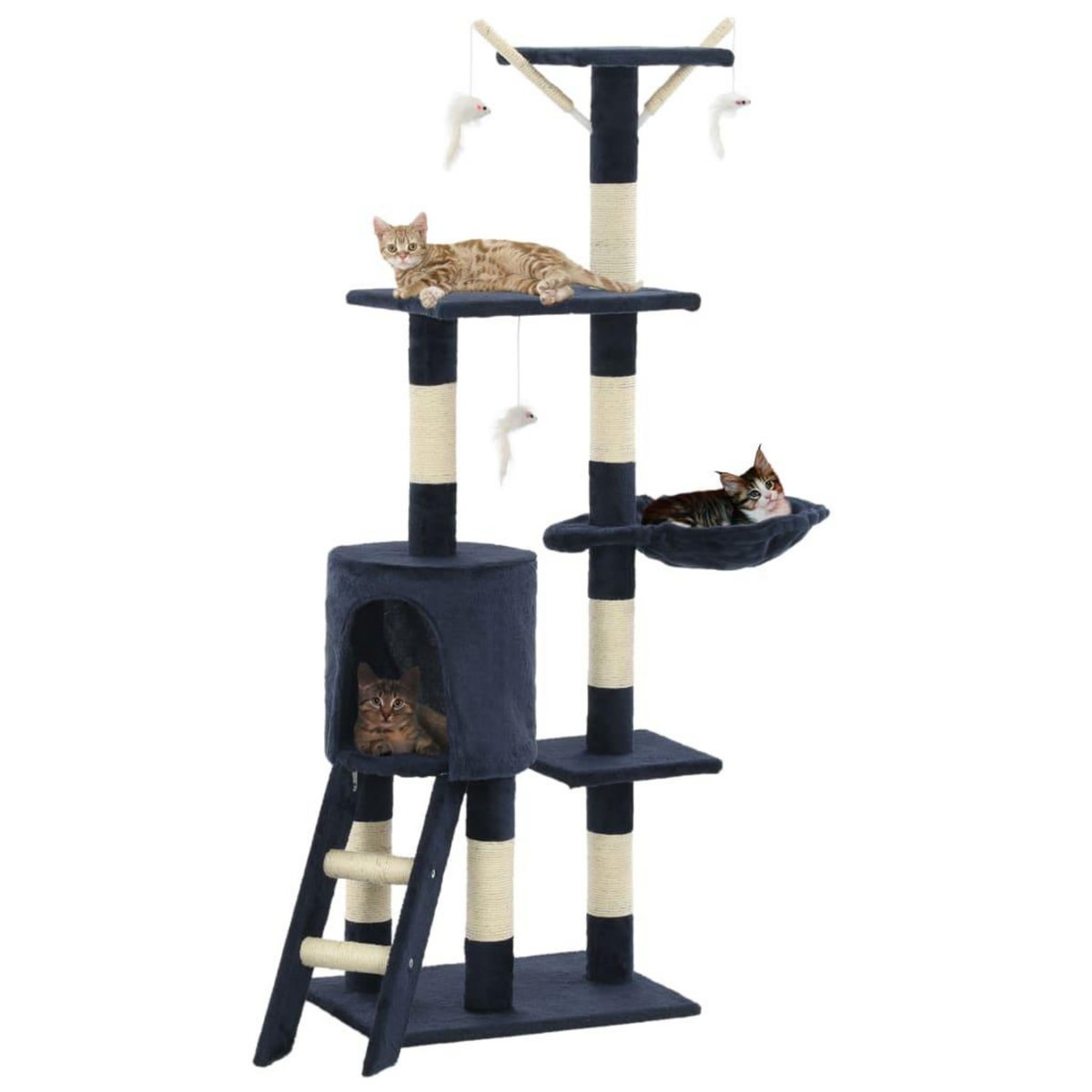 VIDAXL Arbre a chat avec griffoirs en sisal 138 cm Bleu fonce
