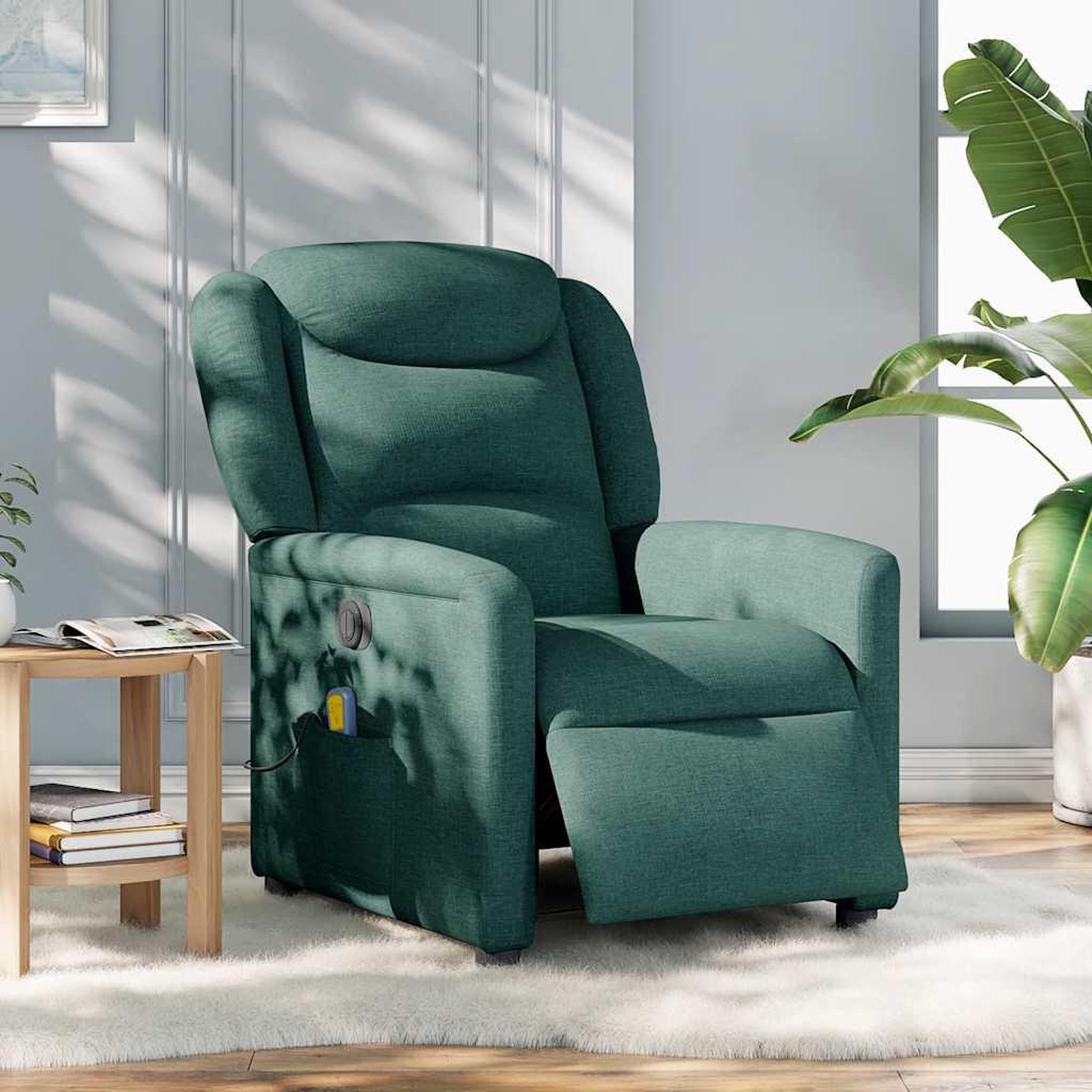 Voir la diapositive 2 : VIDAXL Fauteuil de massage inclinable electrique Vert fonce Tissu