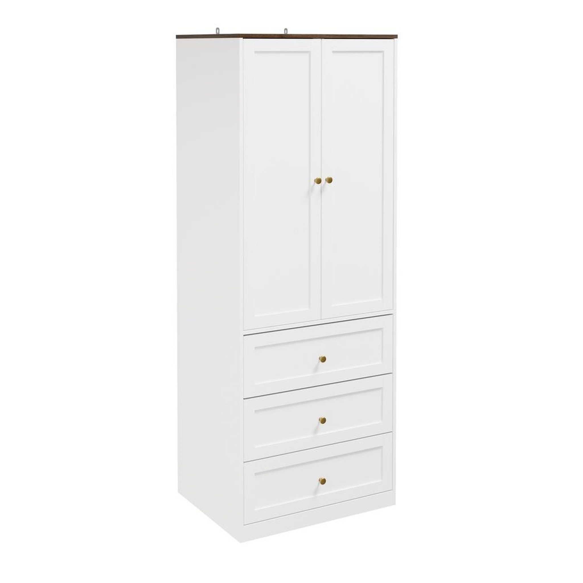 SOBUY Armoire 2 portes battantes avec 3 tiroirs blanc et bois 70x55x187cm ksb04-w