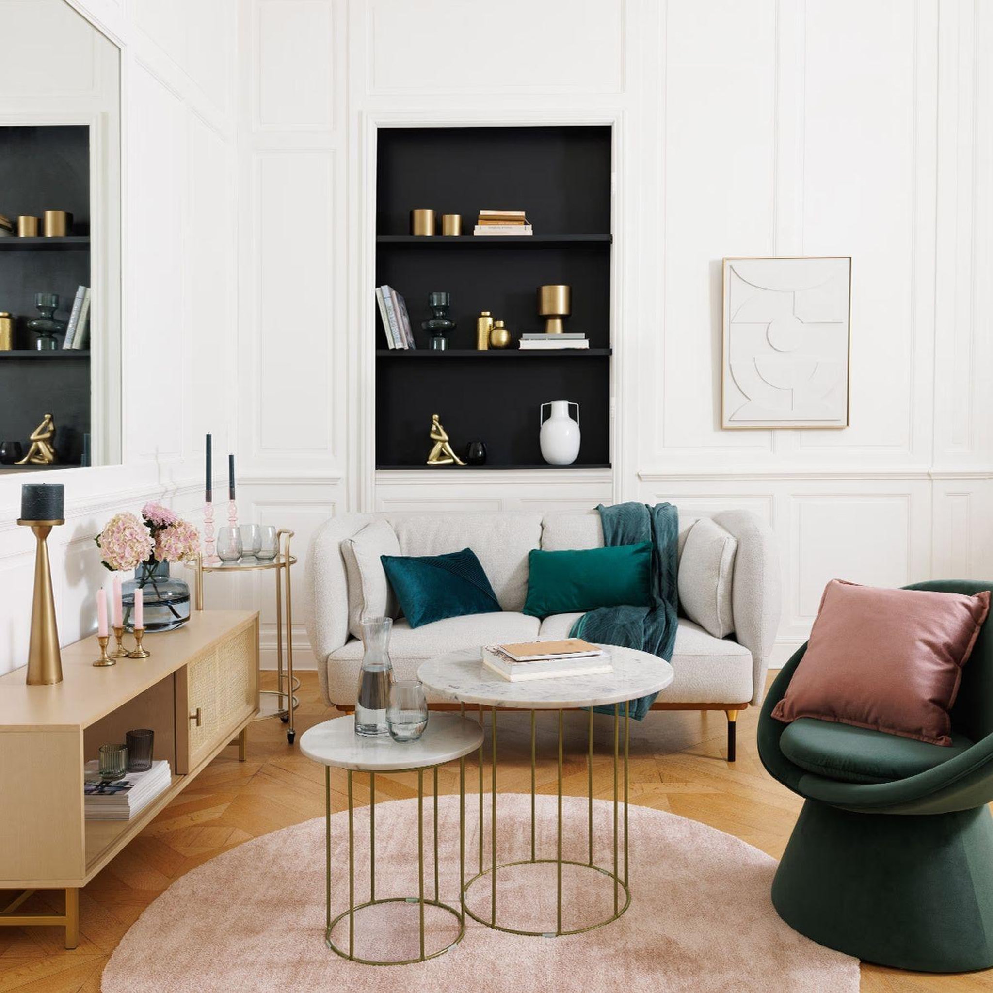 Voir la diapositive 6 : ATMOSPHERA Meuble tv 1 porte en bois et cannage rayo - beige
