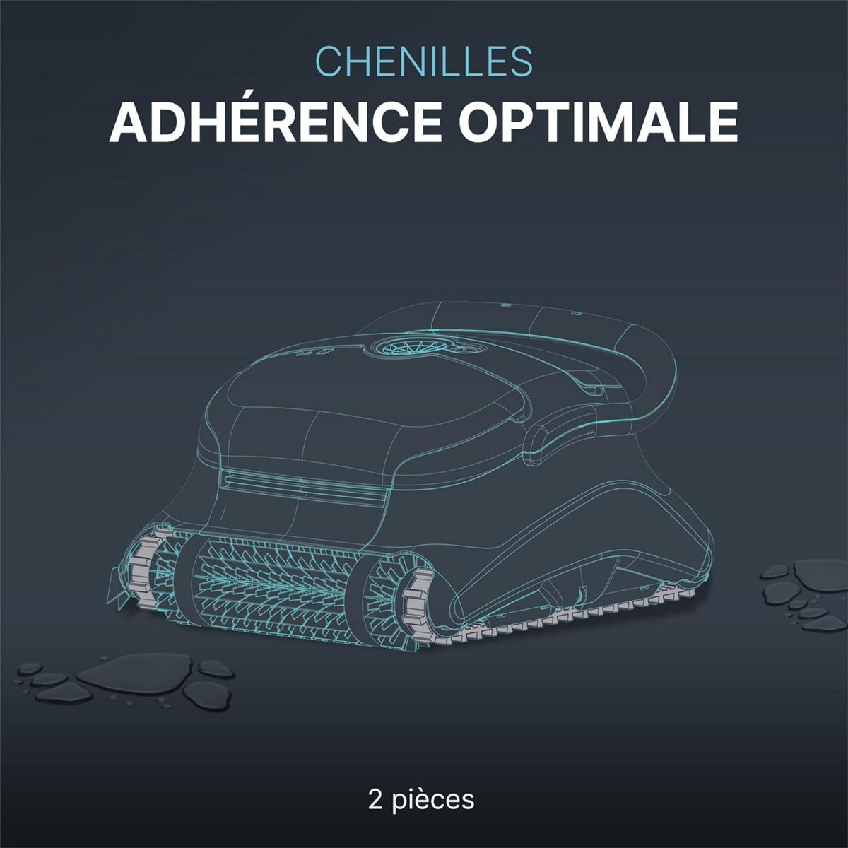 Dolphin Lot de 2 chenilles d'entrainement grises pour robot dolphin - 9985006-r2