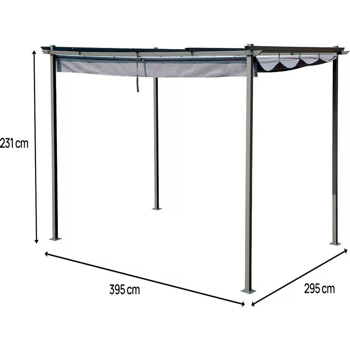 Habitat et Jardin Pergola en métal avec toit rétractable - 3 x 4 m - Gris anthracite