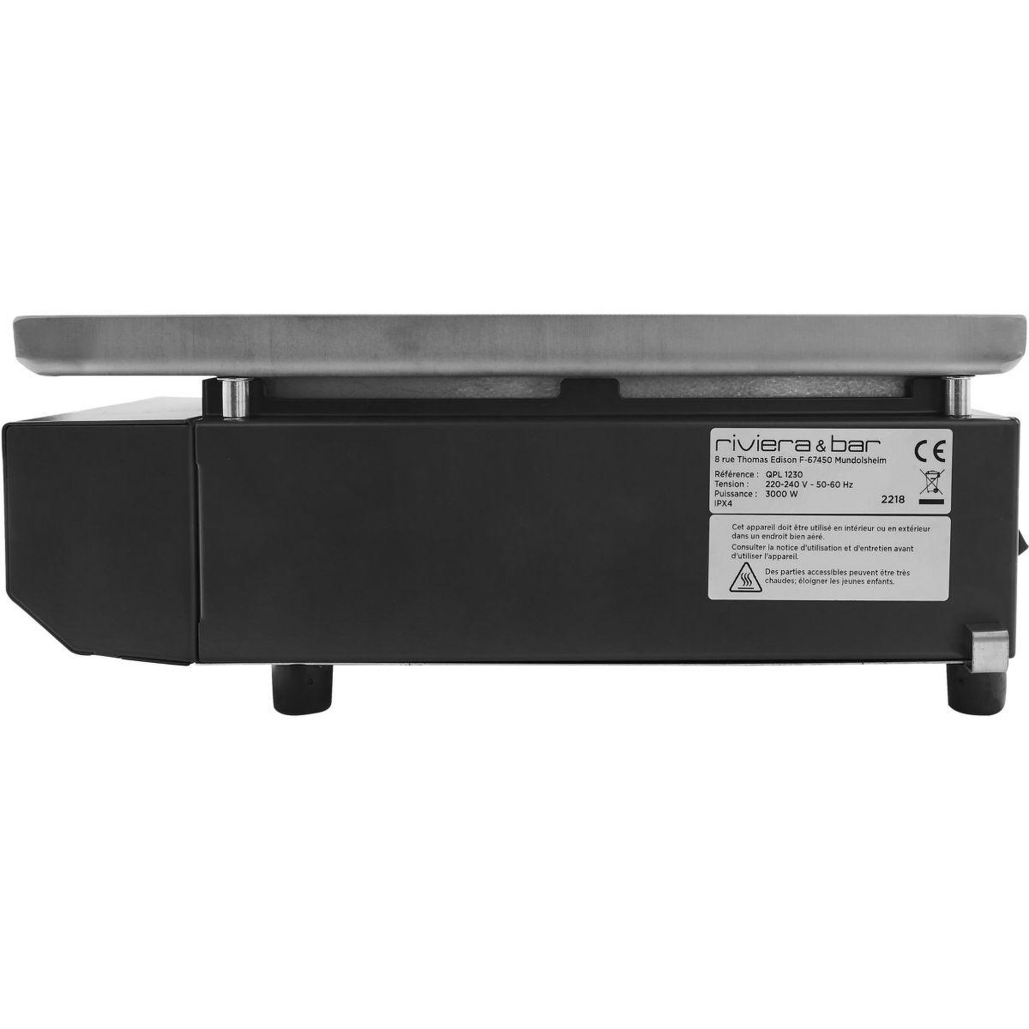 Voir la diapositive 4 : Riviera & Bar Plancha électrique QPL1230 inox 2 brûleurs à poser, 55x40 cm