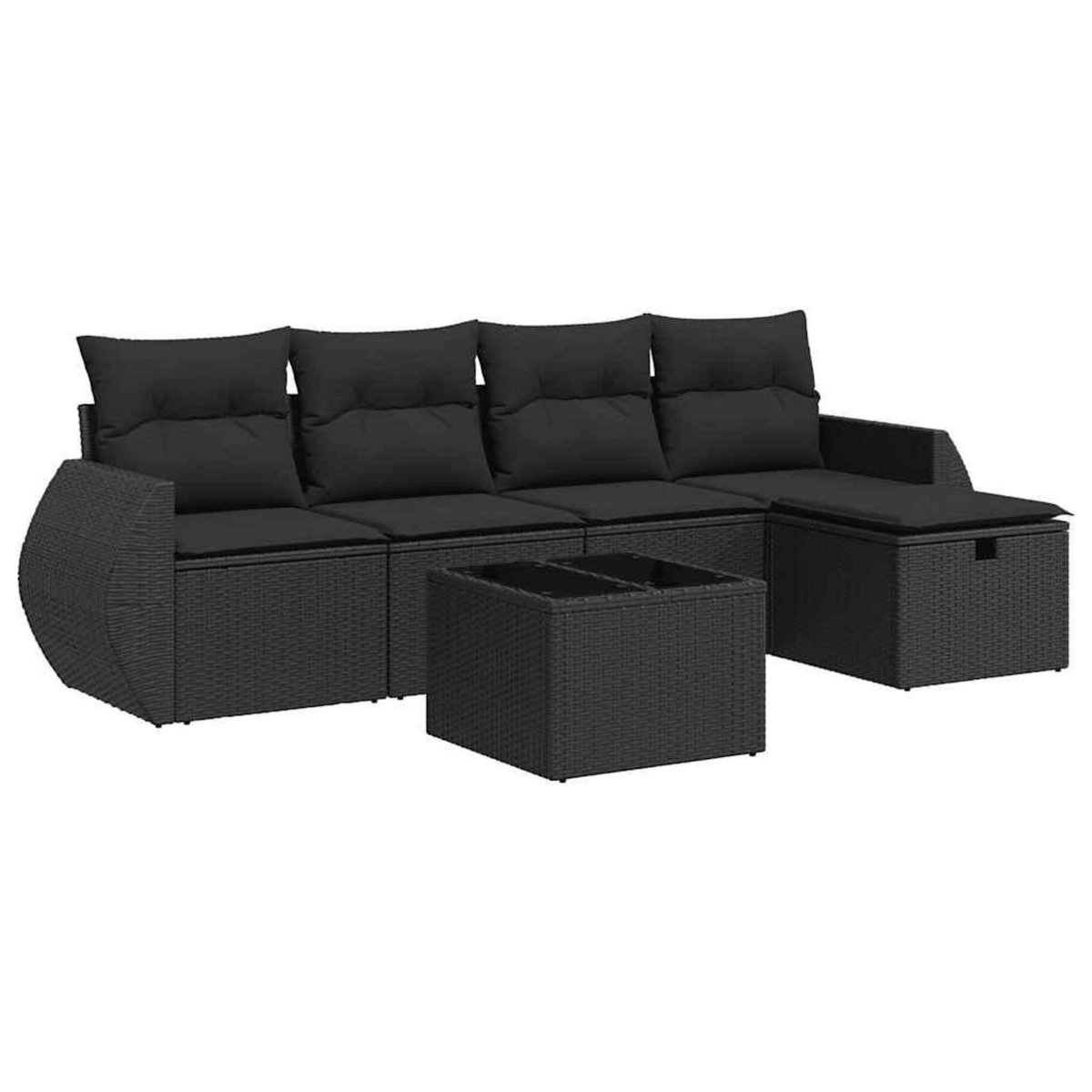 VIDAXL Salon de jardin 6 pcs avec coussins noir resine tressee