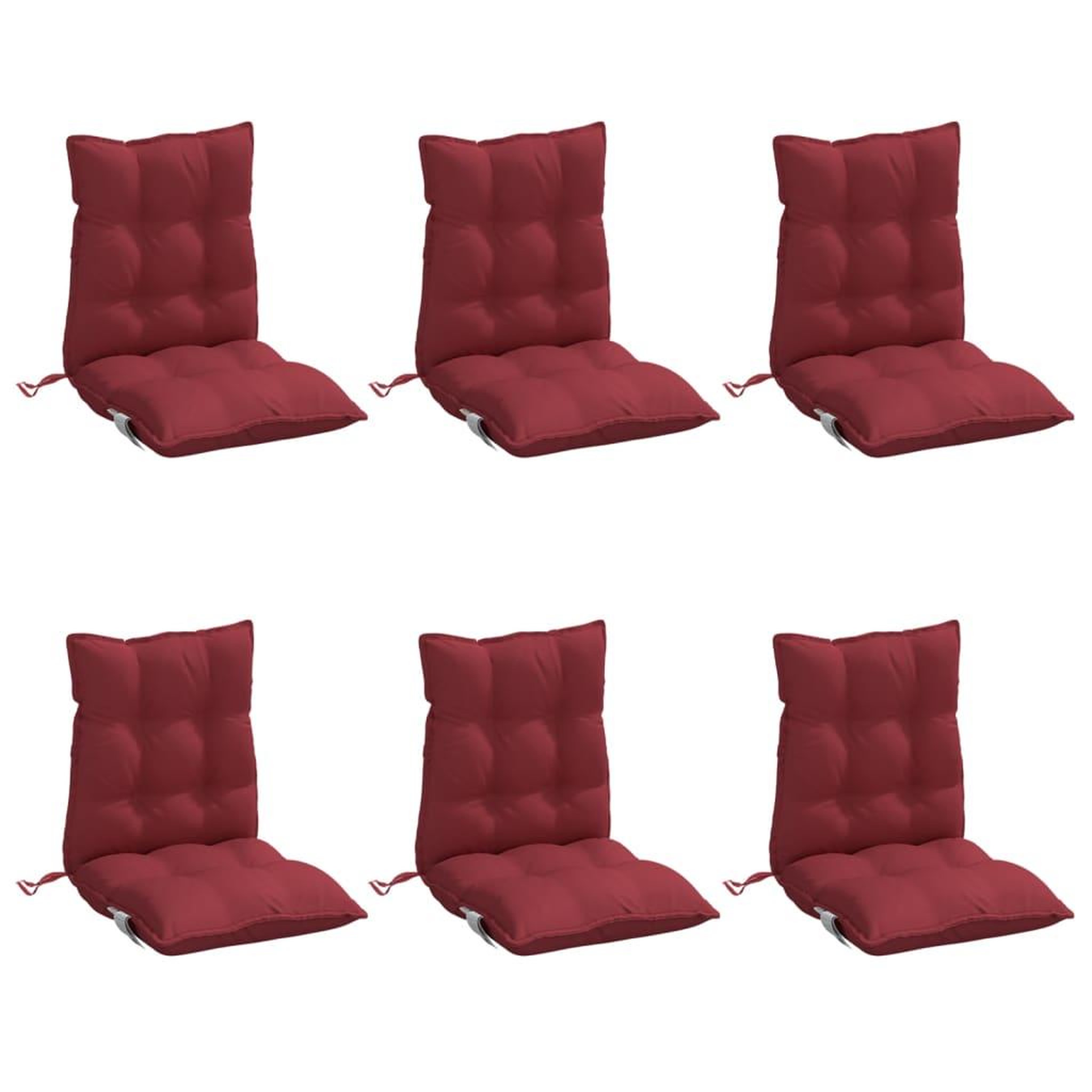 Voir la diapositive 3 : VIDAXL Coussins de chaise a dossier bas lot de 6 rouge bordeaux