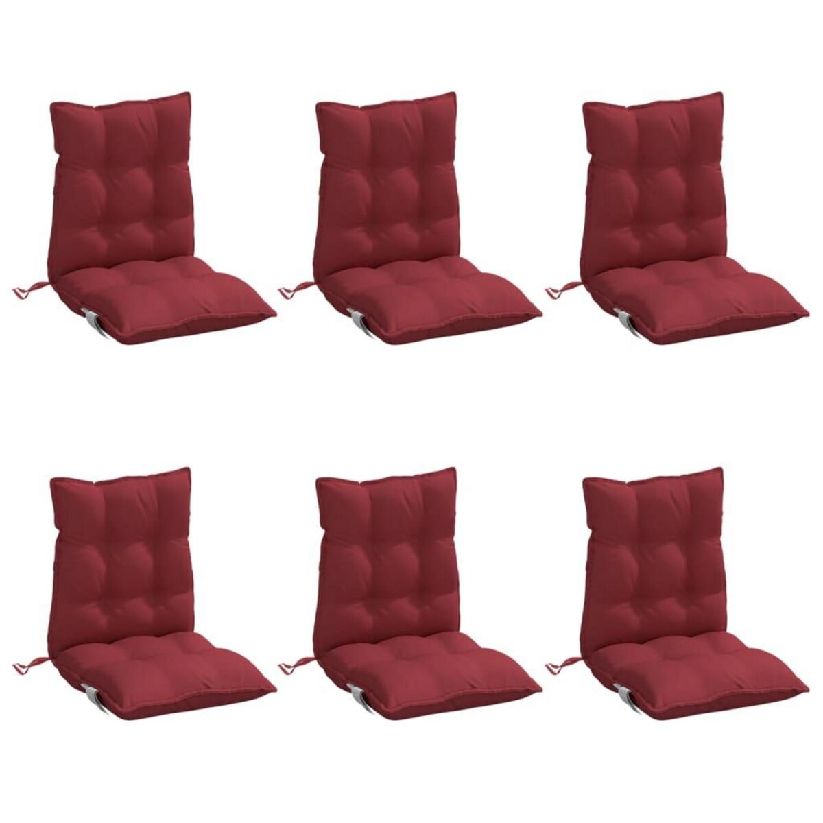 VIDAXL Coussins de chaise a dossier bas lot de 6 rouge bordeaux