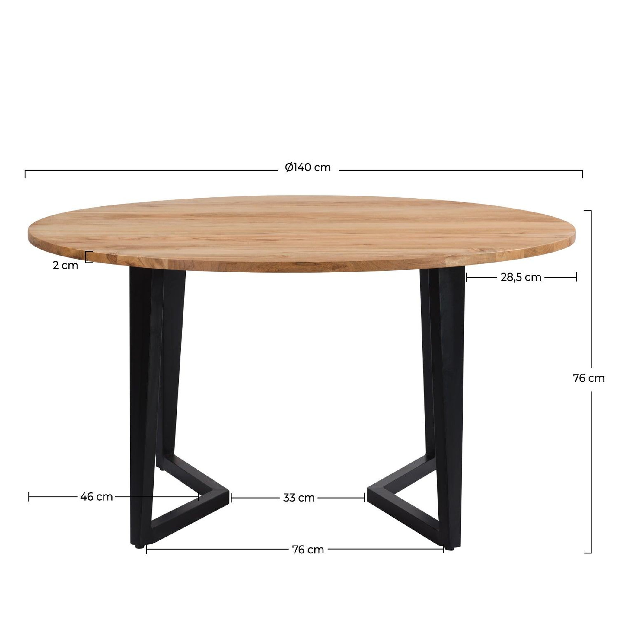 Voir la diapositive 4 : MAISON PAVANE Table ronde 6 personnes en bois d'acacia et métal 140 cm-moorea