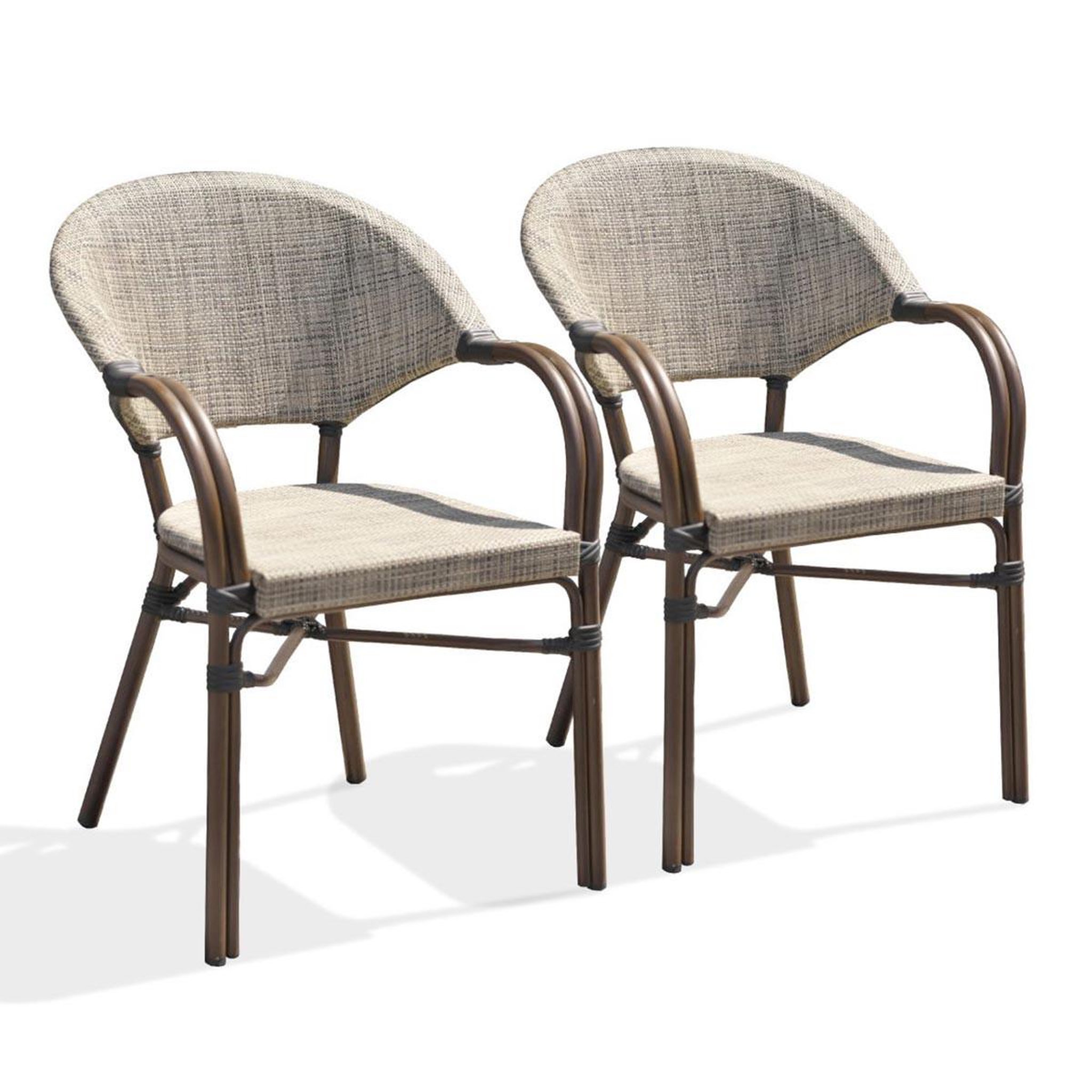 DCB GARDEN Lot de 2 Fauteuils de Jardin Empilables  Ushuaia  85cm Marron