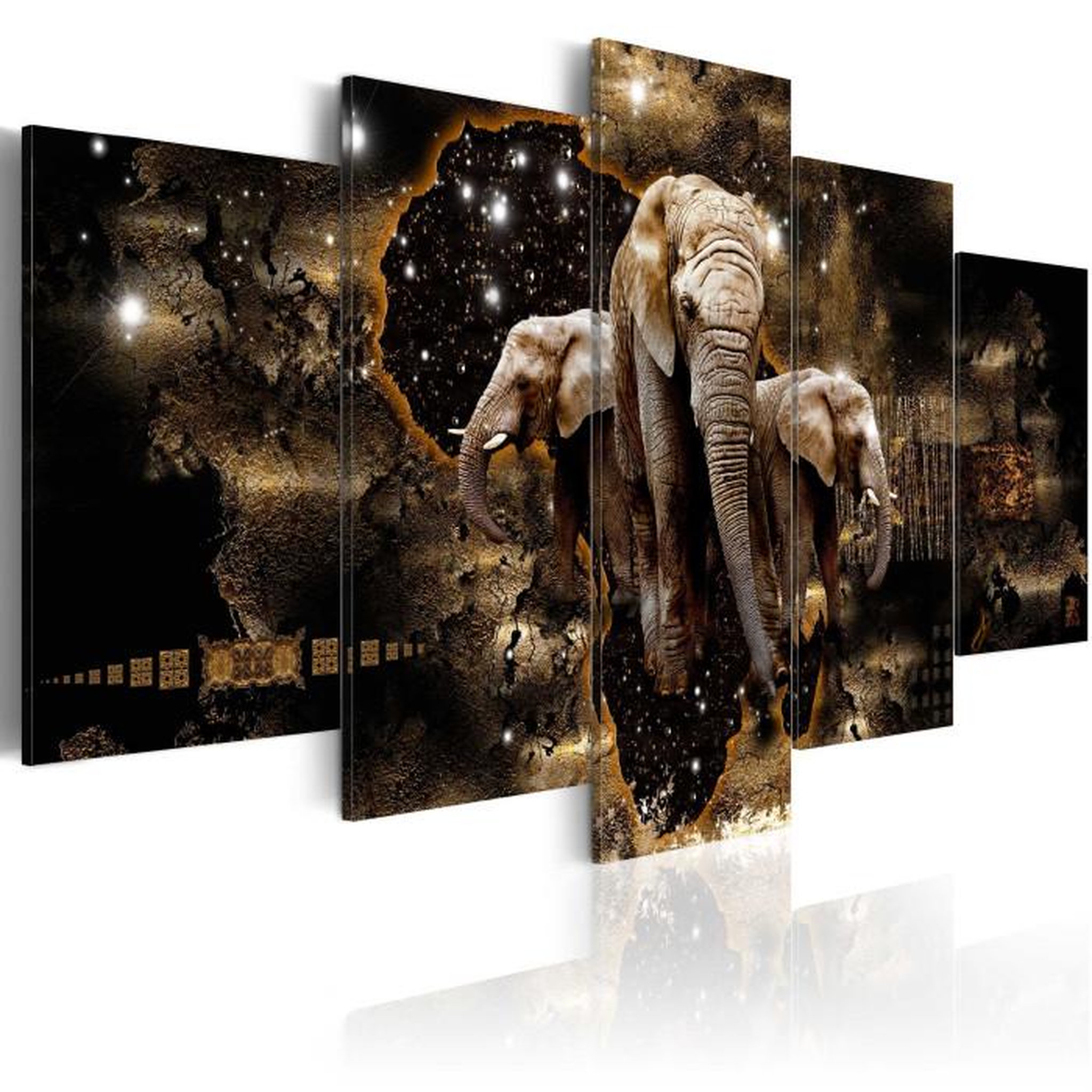Paris Prix Tableau Imprimé  Brown Elephants. Coloris disponibles : Multicolore