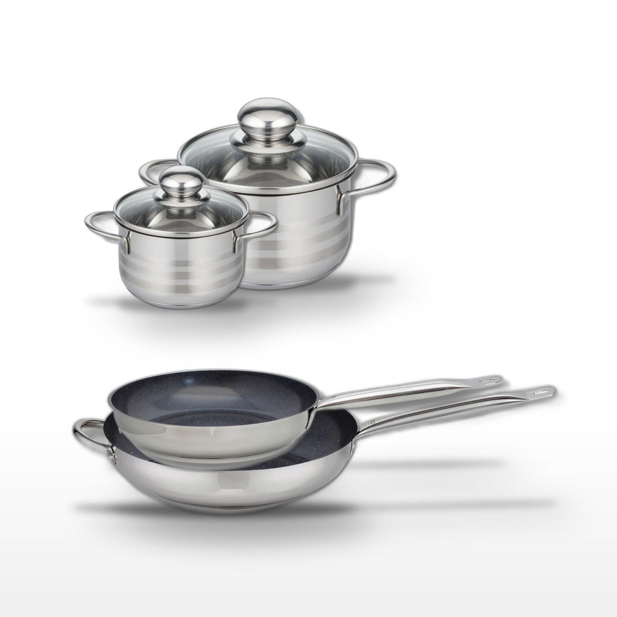 ELO Lot de 2 Poêles 28/32 cm et 2 Faitouts 12/16 cm Elo Profi Therm Platinum