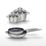 ELO Lot de 2 Poêles 28/32 cm et 2 Faitouts 12/16 cm Elo Profi Therm Platinum