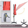 Voir la diapositive 6 : OUTSUNNY Parasol déporté octogonal inclinable manivelle avec pied en acier Ø 2,94 x 2,48H m rouge