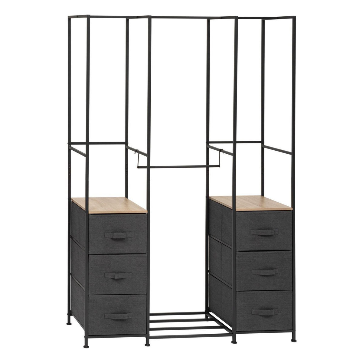 FIVE Penderie 6 tiroirs en tissu et métal TISSA - Gris