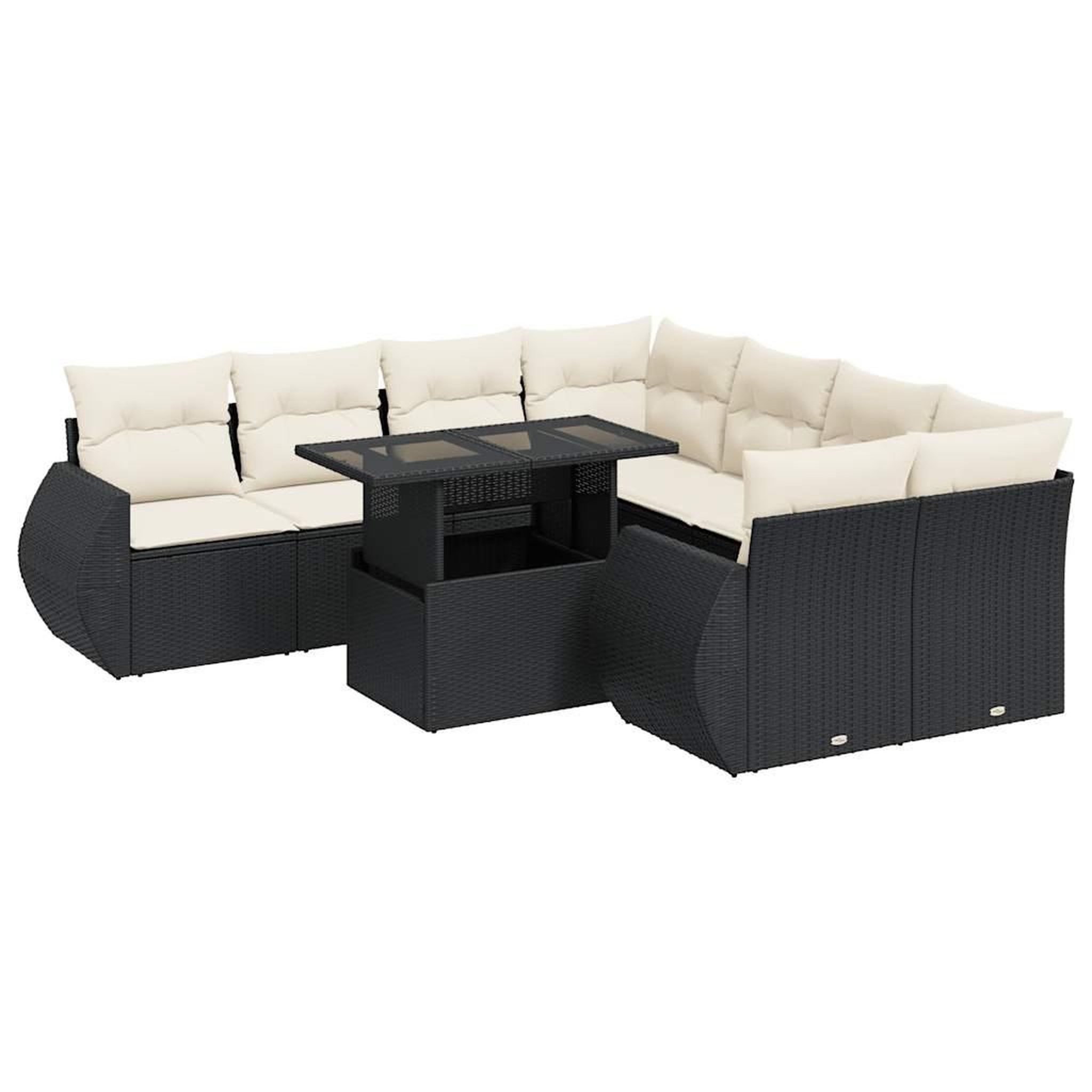 Voir la diapositive 2 : VIDAXL Salon de jardin 9 pcs avec coussins noir resine tressee