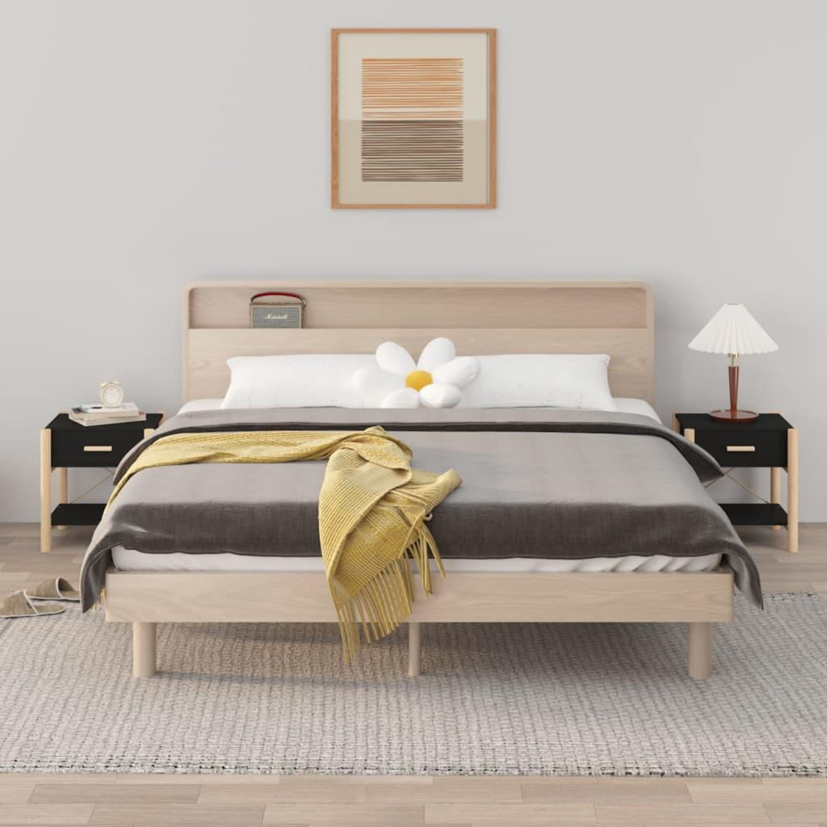 VIDAXL Tables de chevet 2 pcs Noir 42x38x45 cm Bois d'ingenierie