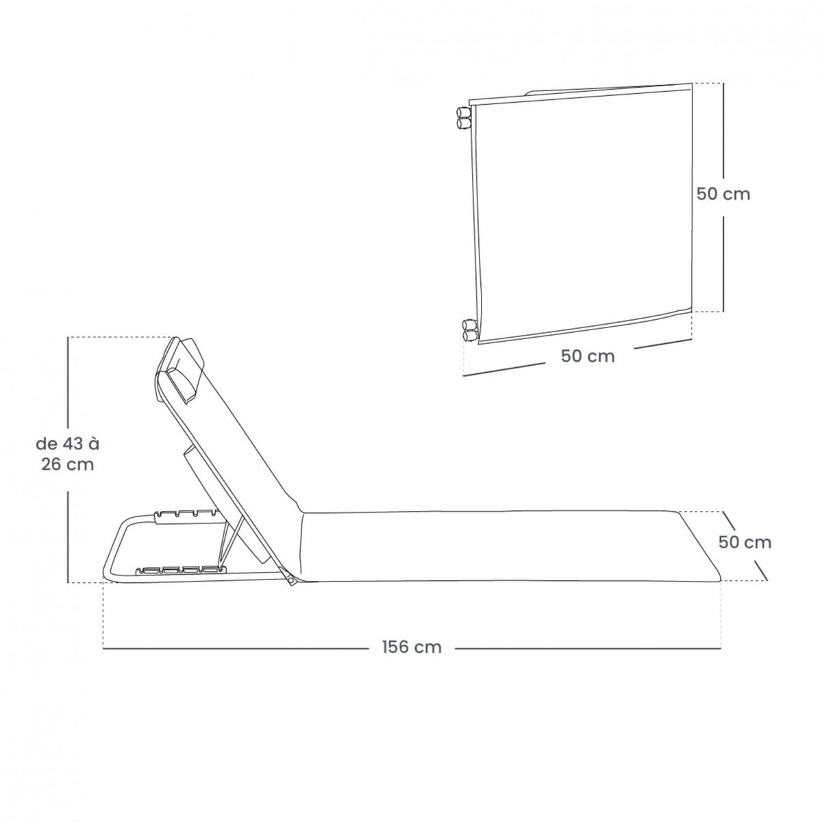 LINXOR Matelas, transat, tapis de plage avec dossier inclinable et sac de transport
