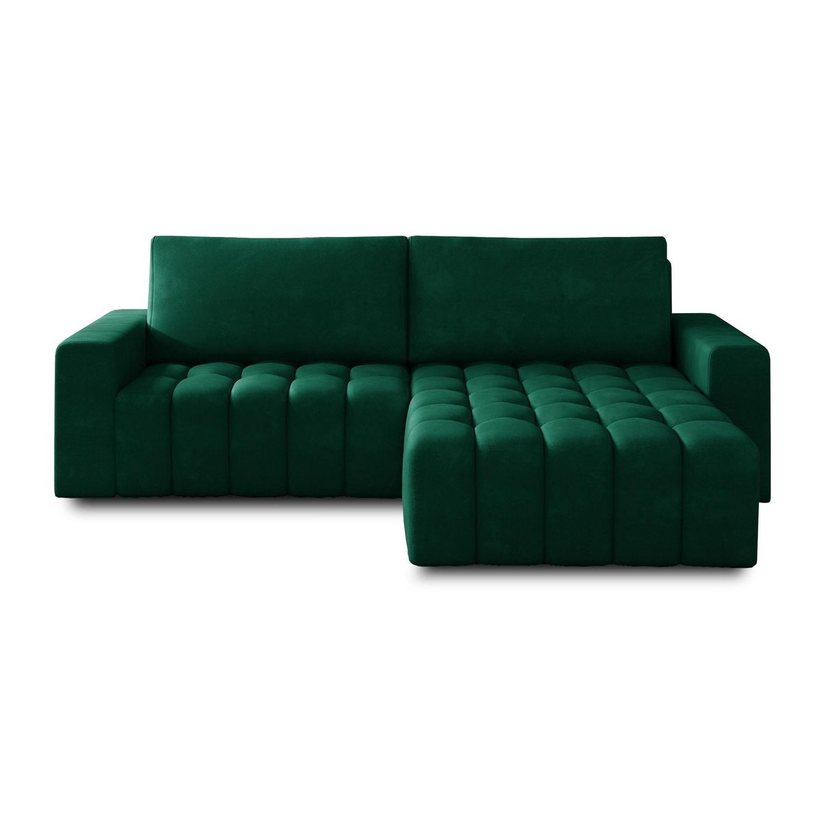 BEST MOBILIER Cordova - canapé d'angle droit 4 places convertible avec coffre en velours