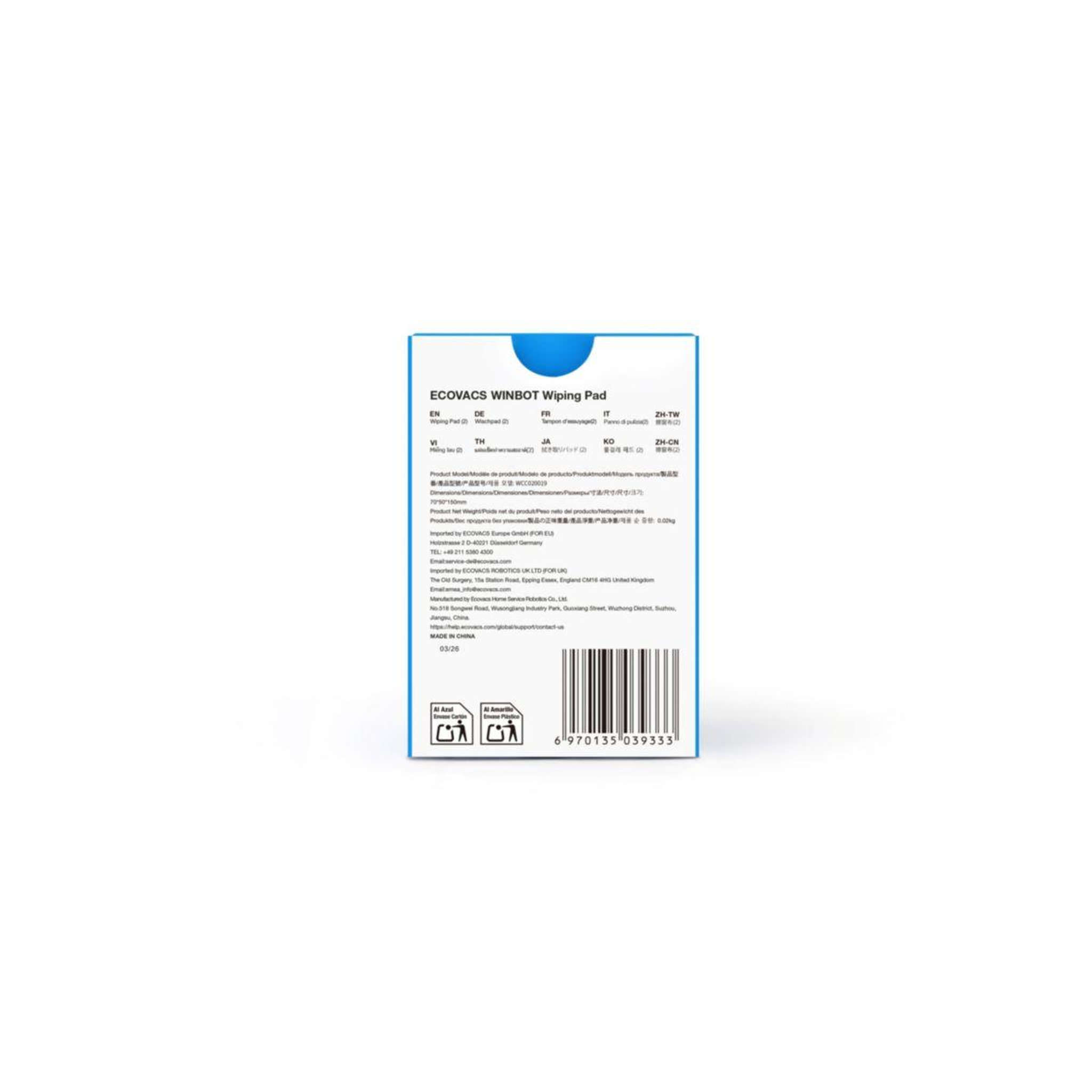 Voir la diapositive 4 : ECOVACS Lingettes et serpillères pour winbot mini 2 x2