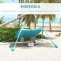 Voir la diapositive 6 : OUTSUNNY Tente de plage - abri solaire de camping - poteaux, piquets inclus - polyester-élasthanne bleu