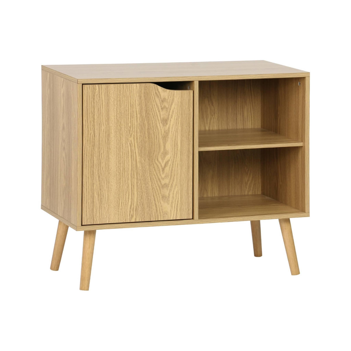 SWEEEK Buffet de rangement effet frêne 1 porte. 2 étagères. buffet bas. 80cm