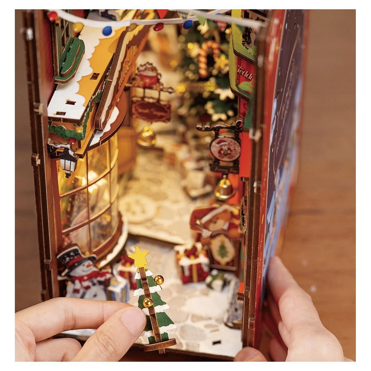 ROBOTIME Serre livre Christmas Street Book Nook