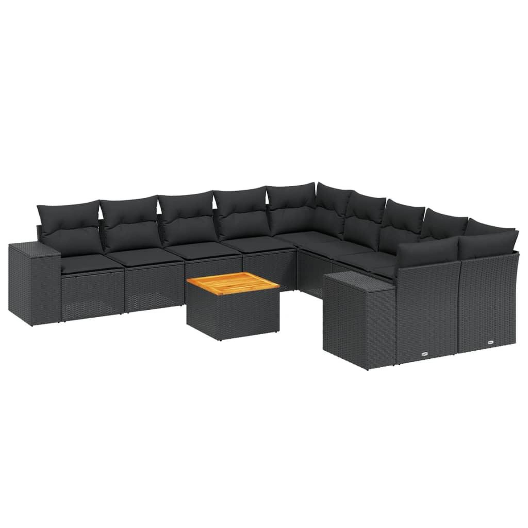 Voir la diapositive 2 : VIDAXL Salon de jardin 11 pcs avec coussins noir resine tressee