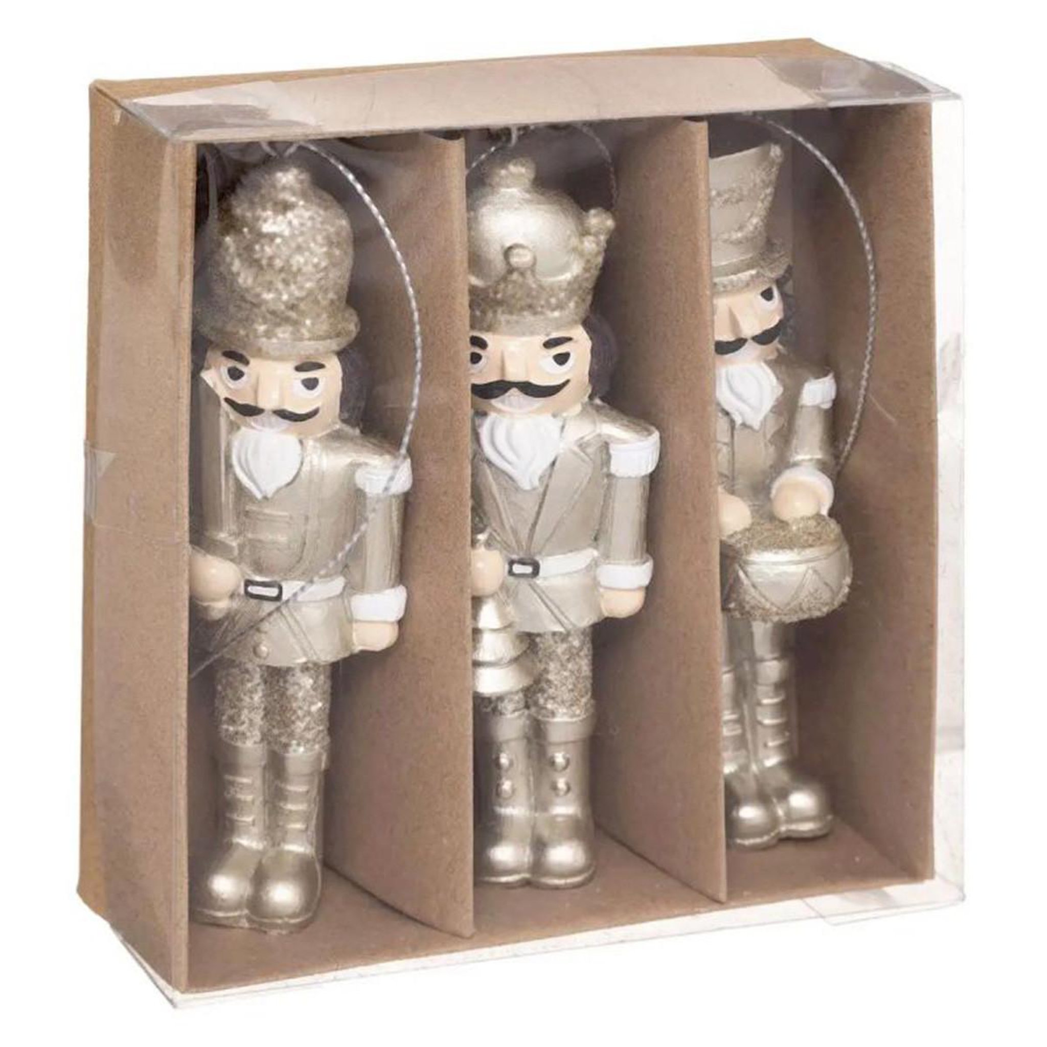 ATMOSPHERA Lot de 3 sujets de noël  casse noisette  10cm or