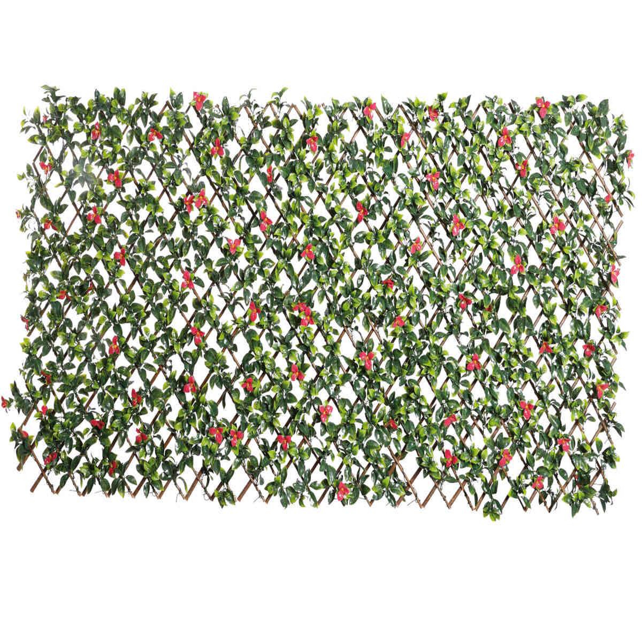 Voir la diapositive 3 : NATURE Treillis extensible en osier avec feuillage - bougainvilliers - 100 x 200 cm - nature