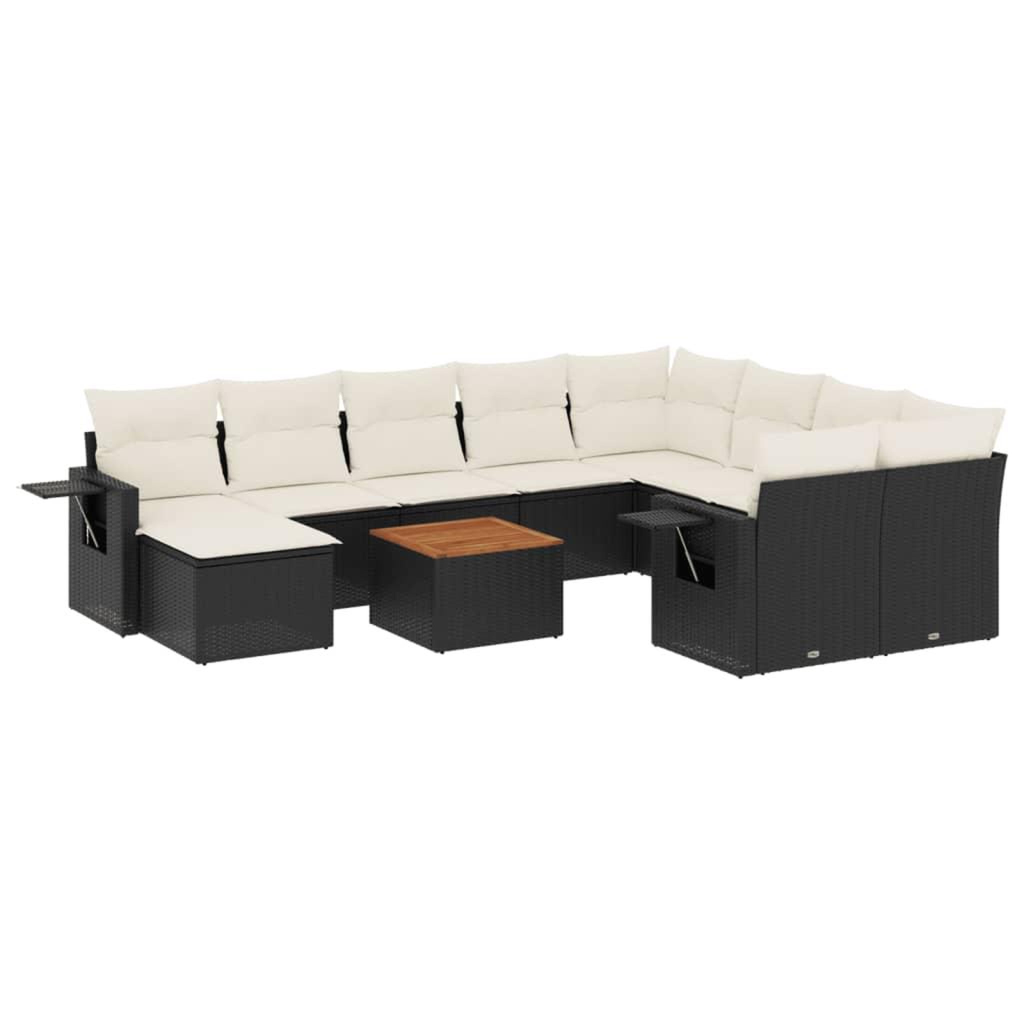 Voir la diapositive 2 : VIDAXL Salon de jardin 11 pcs avec coussins noir resine tressee