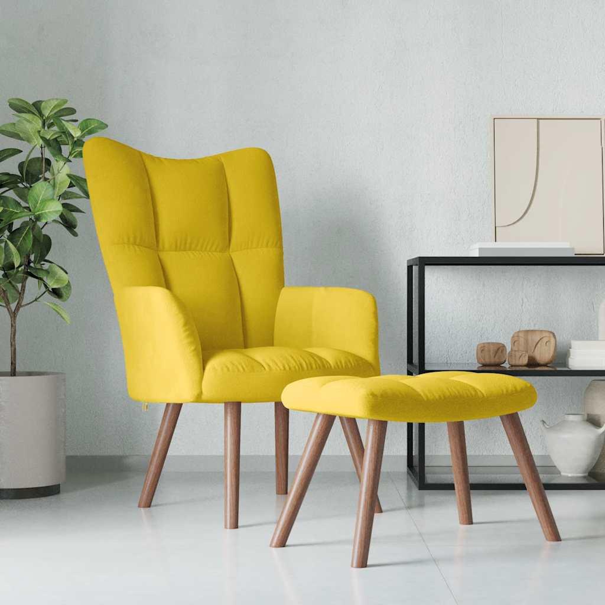 VIDAXL Chaise de relaxation avec repose-pied Jaune moutarde Velours