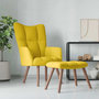 Voir la diapositive 1 : VIDAXL Chaise de relaxation avec repose-pied Jaune moutarde Velours