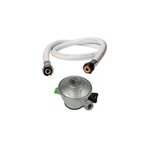 Kemper Pack tuyau gaz flexible 2 m + Détendeur Butane à clipser Quick-On Valve Diam 27mm Avec Sécurité stop gaz