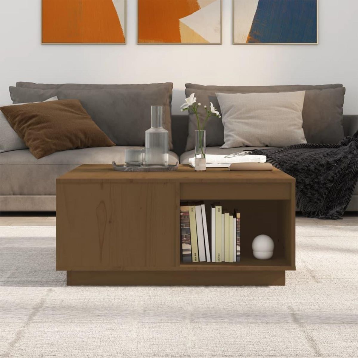 VIDAXL Table basse Marron miel 80x81x36,5 cm Bois massif de pin