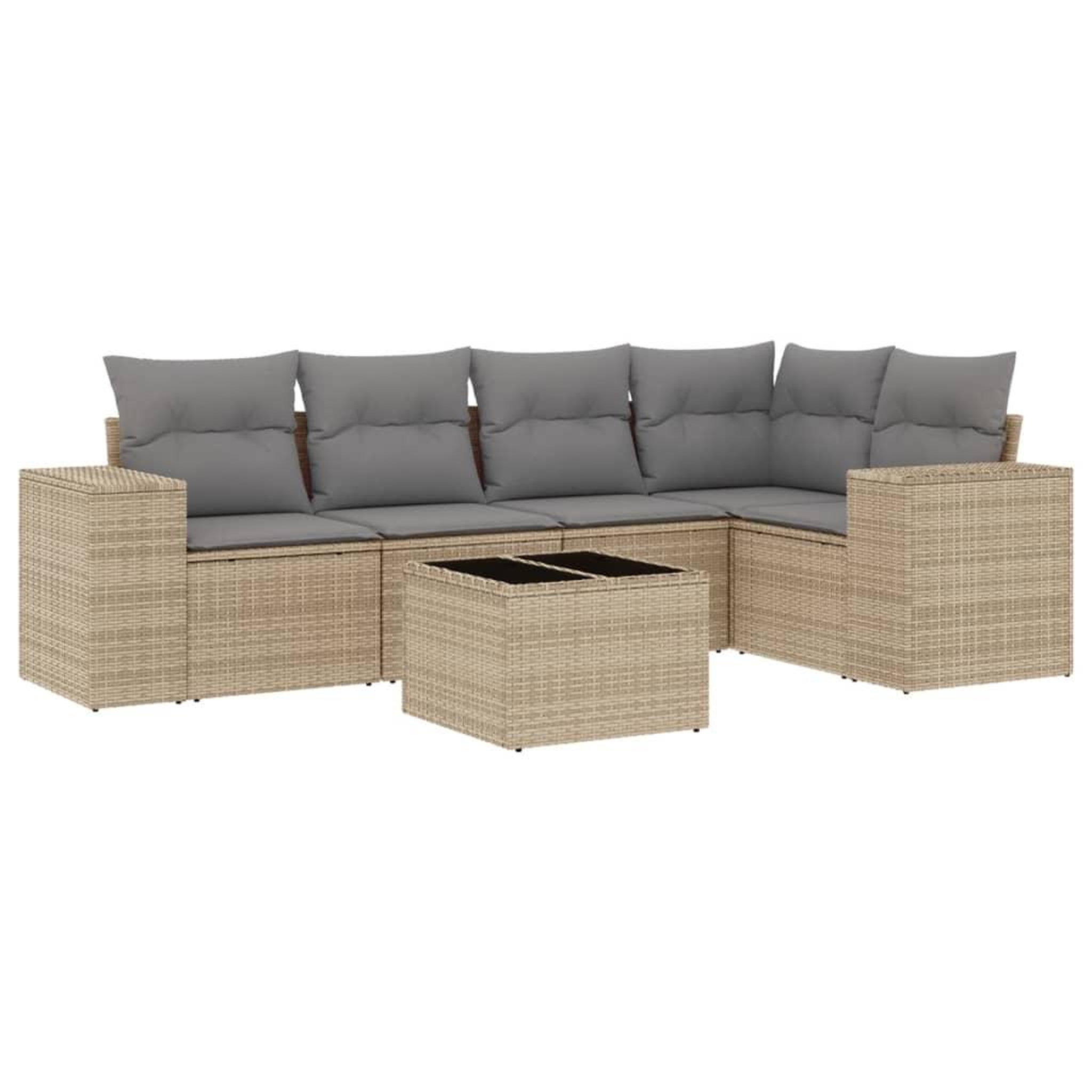 Voir la diapositive 2 : VIDAXL Salon de jardin avec coussins 6 pcs beige resine tressee