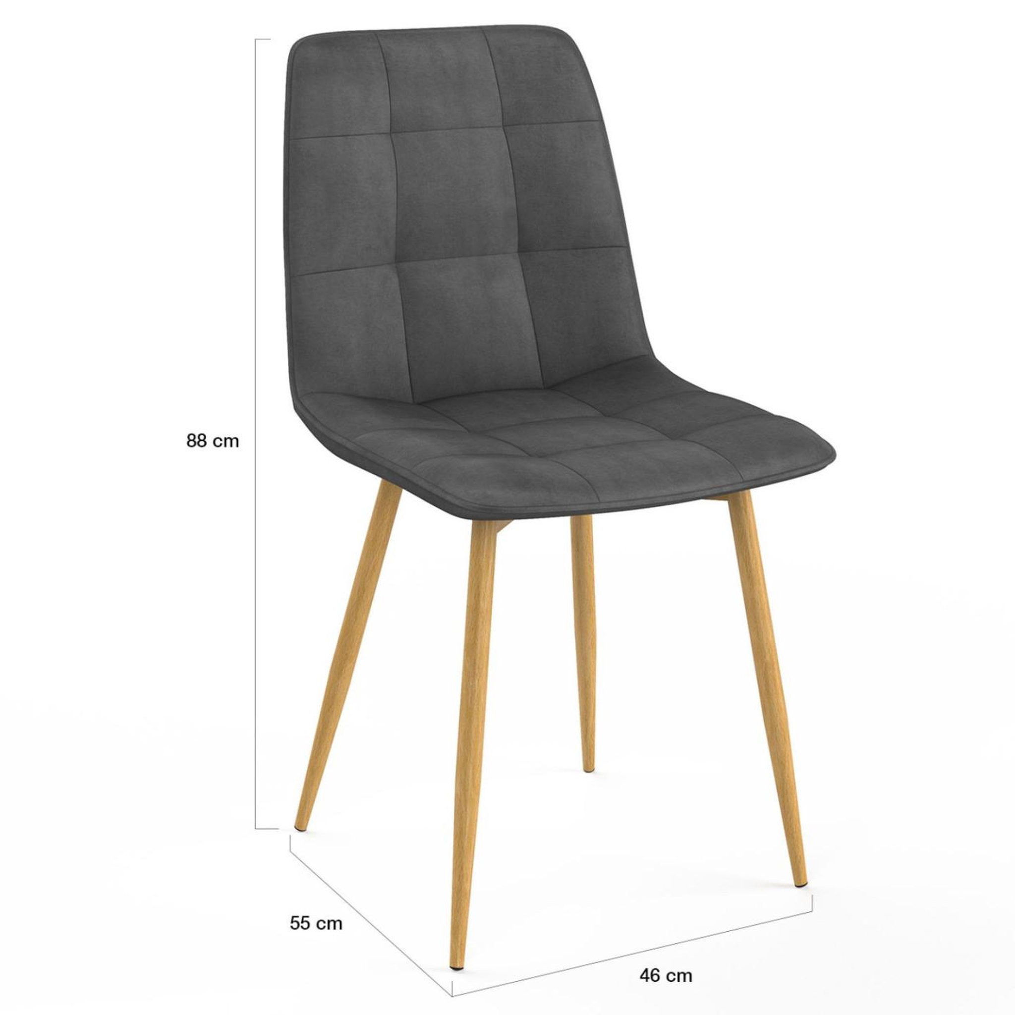 Voir la diapositive 5 : ID MARKET Lot de 6 chaises mila en velours gris foncé pied effet bois pour salle à manger