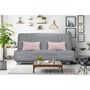 Voir la diapositive 2 : MARKET24 COMFORT BULTEX Banquette clic clac - Tissu Gris + Coussins déco rose - L193 x P95 cm