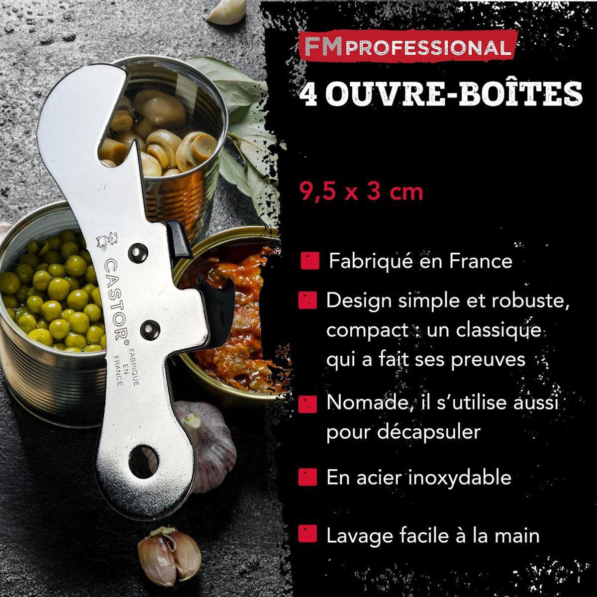 FM PROFESSIONAL Lot de 4 ouvre-boites FM Professional