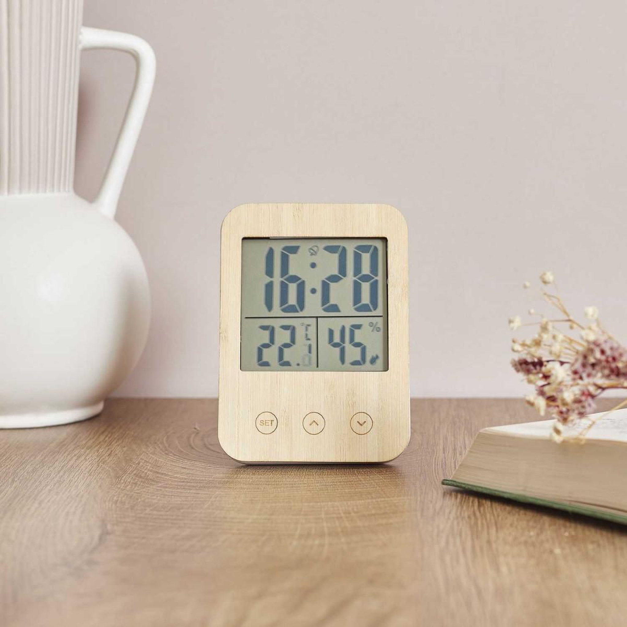 Voir la diapositive 5 : Je cherche une idee Réveil station météo  multifonction  12cm naturel