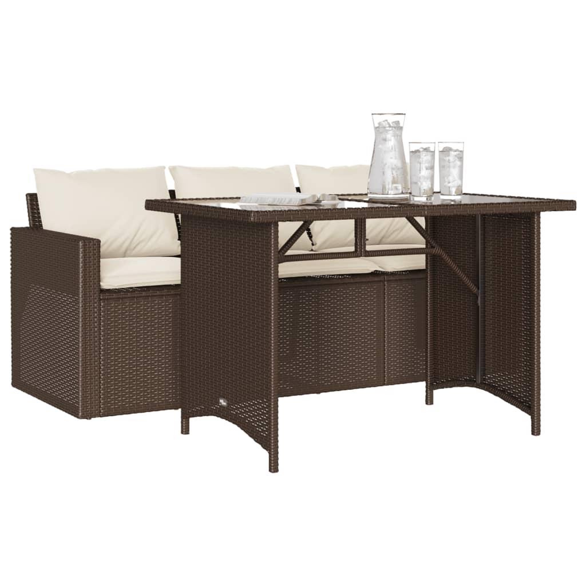 Voir la diapositive 3 : VIDAXL Ensemble a manger de jardin avec coussins 2 pcs marron rotin