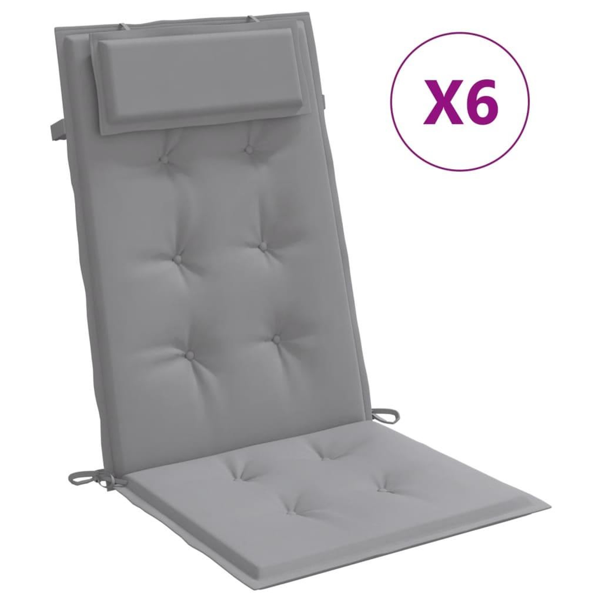 Voir la diapositive 2 : VIDAXL Coussins de chaise a dossier haut lot de 6 gris tissu oxford