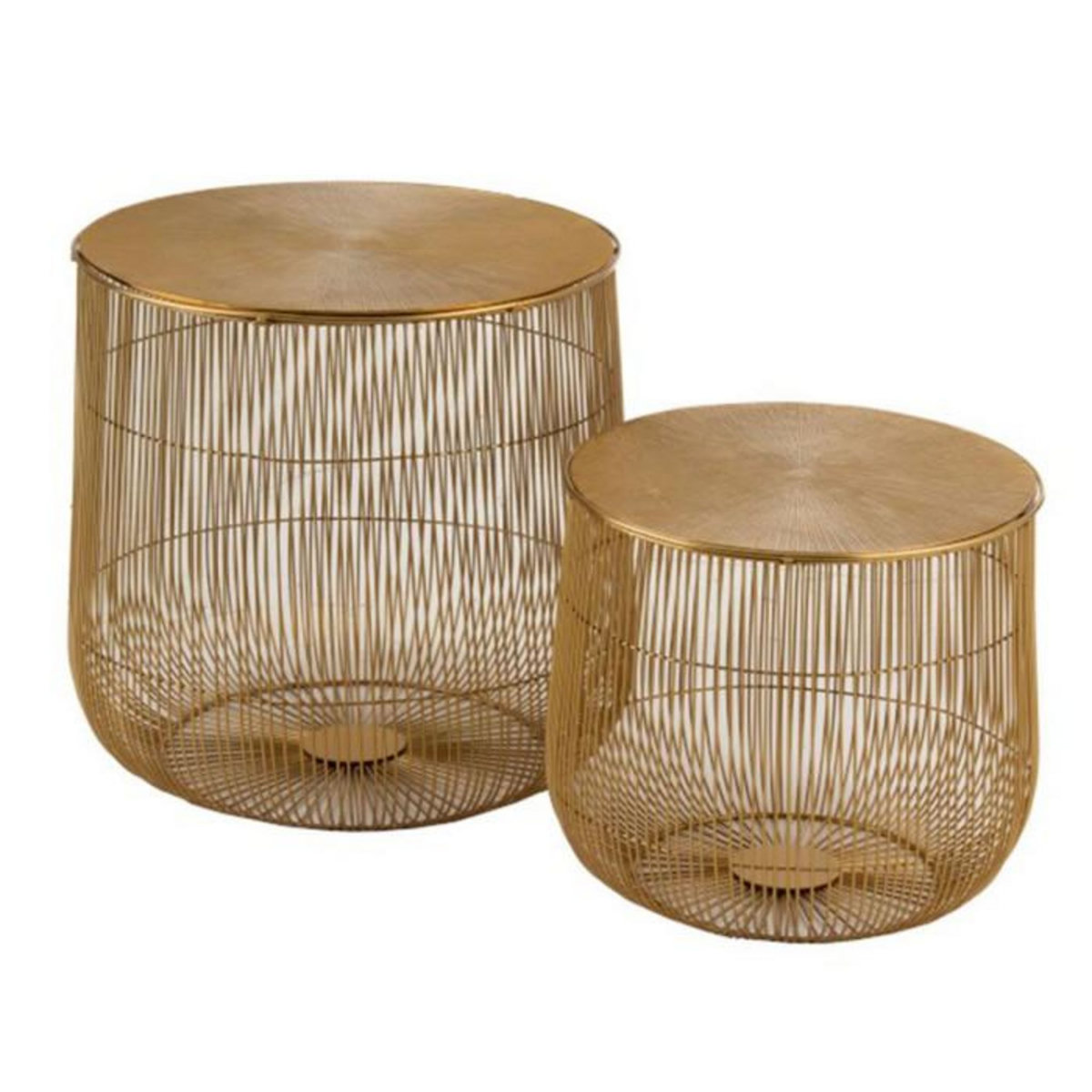 Paris Prix Lot de 2 Tables d'Appoint  Panier  49cm Or