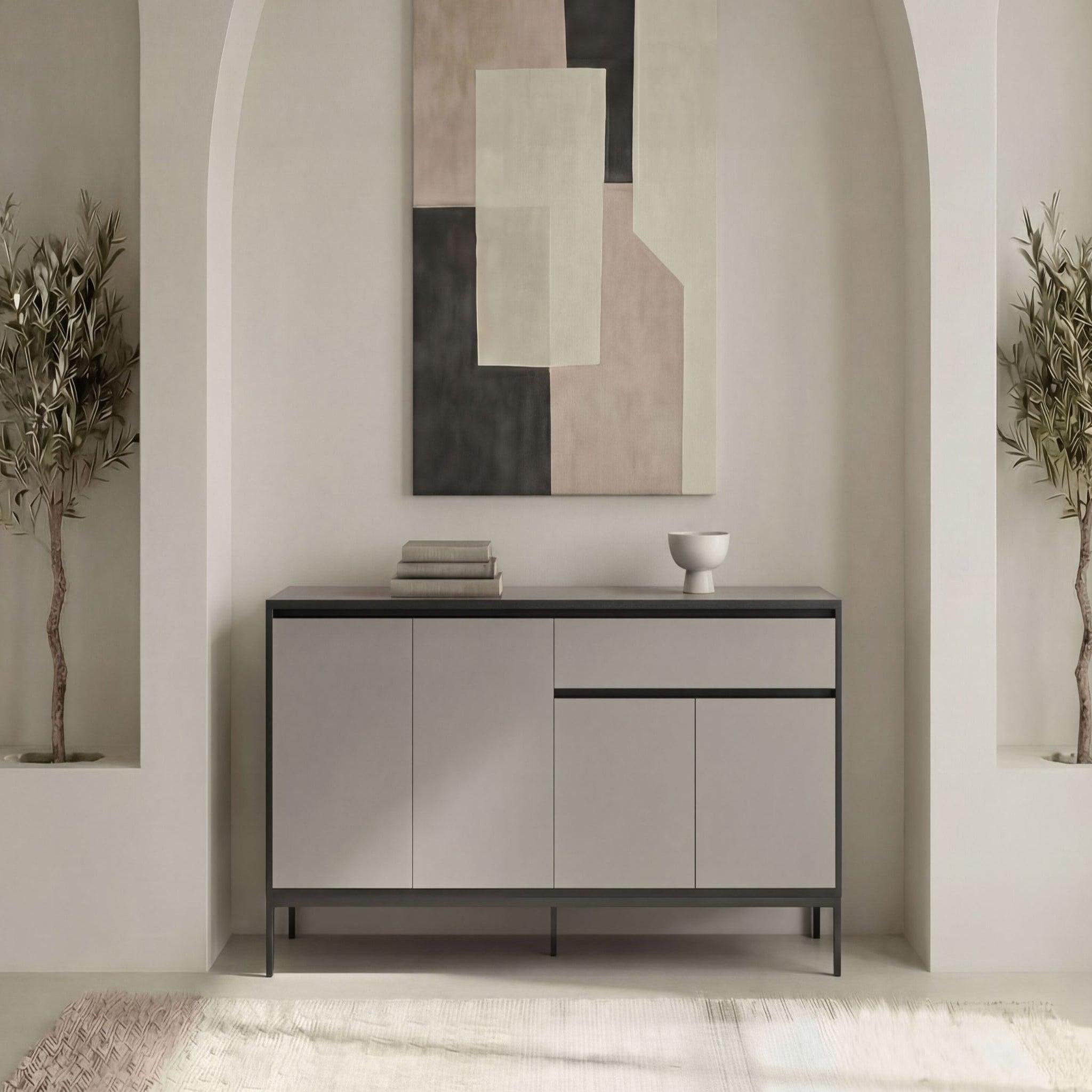Voir la diapositive 2 : CASANOVA PARIS Vana - buffet 4 portes 180cm en mélamine