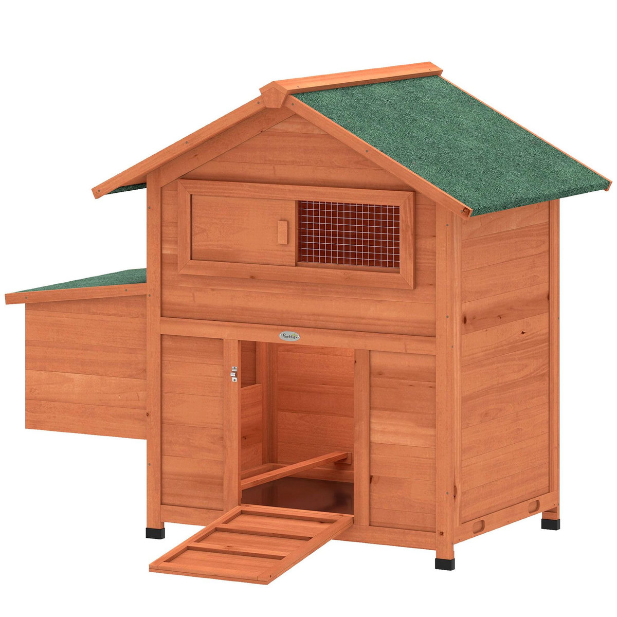 PAWHUT Poulailler niche en bois avec pondoir perchoir porte rampe verrouillable et fenêtre